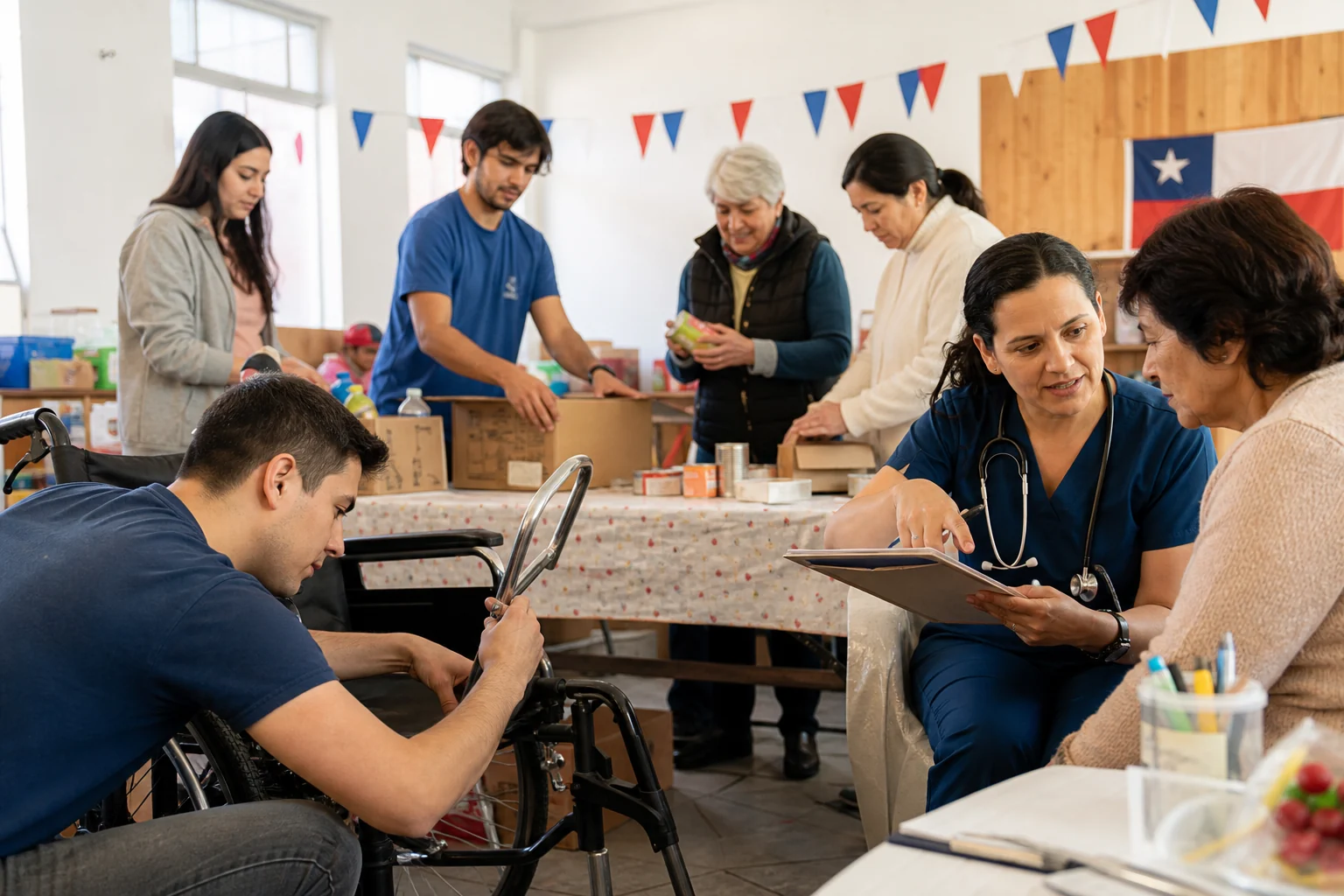 Personas aportando distintas capacidades en una jornada solidaria